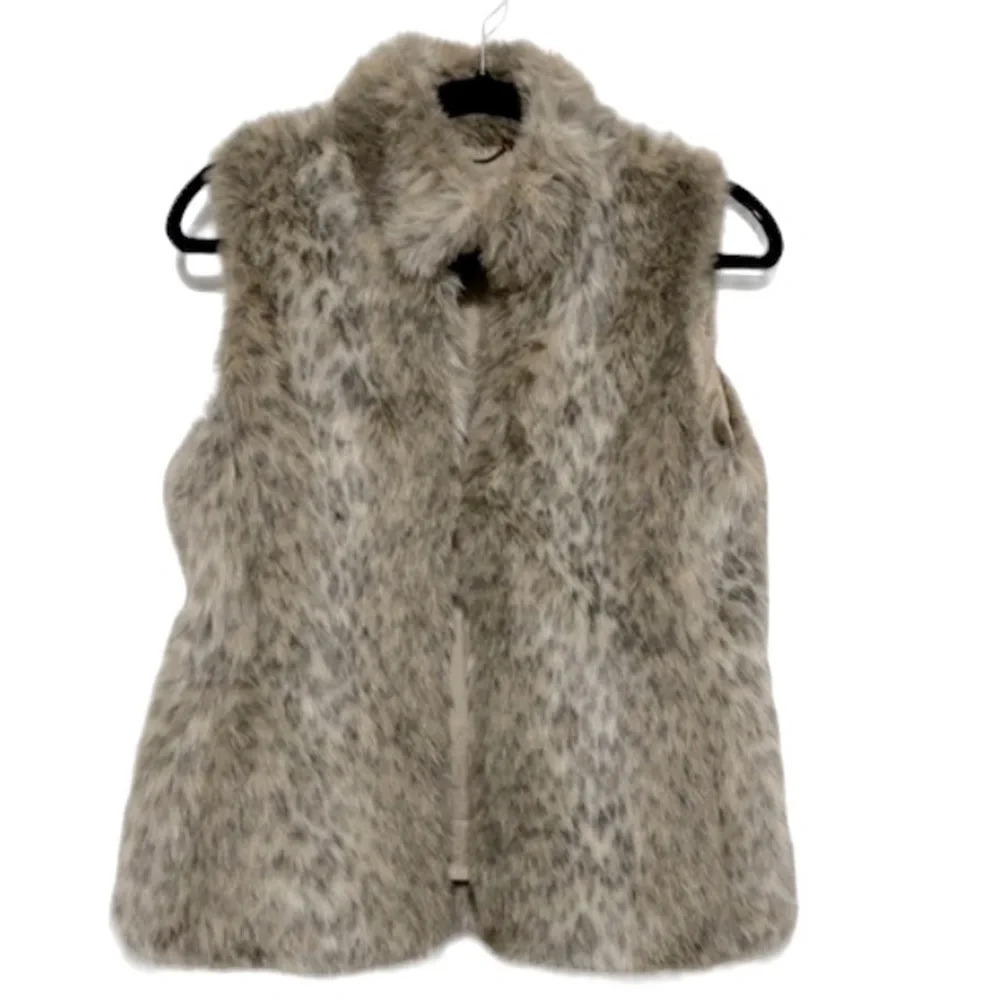 Banana Republic Faux Fur Animal Print Vest With Pockets Size XS